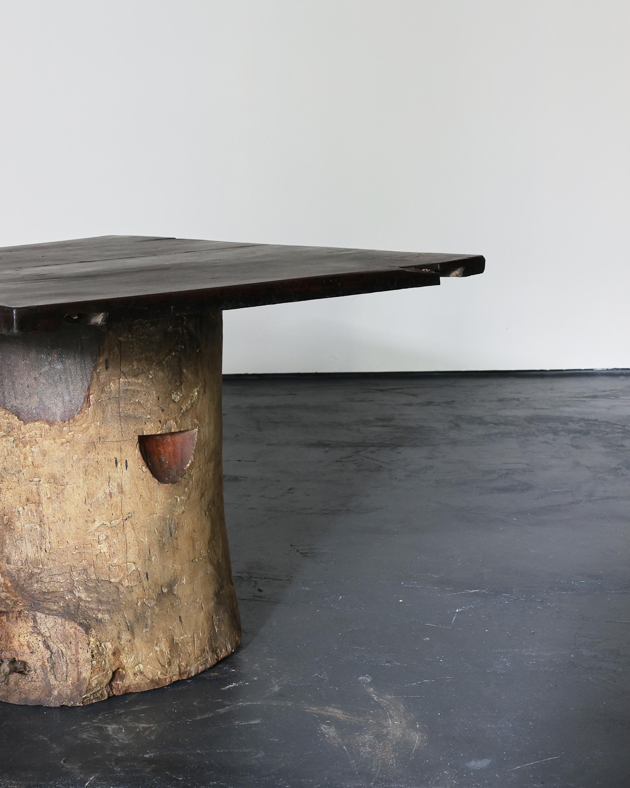 Large Dug Out Japanese Cedar Coffee/Sofa Table Wabi Sabi (4) For Sale 4