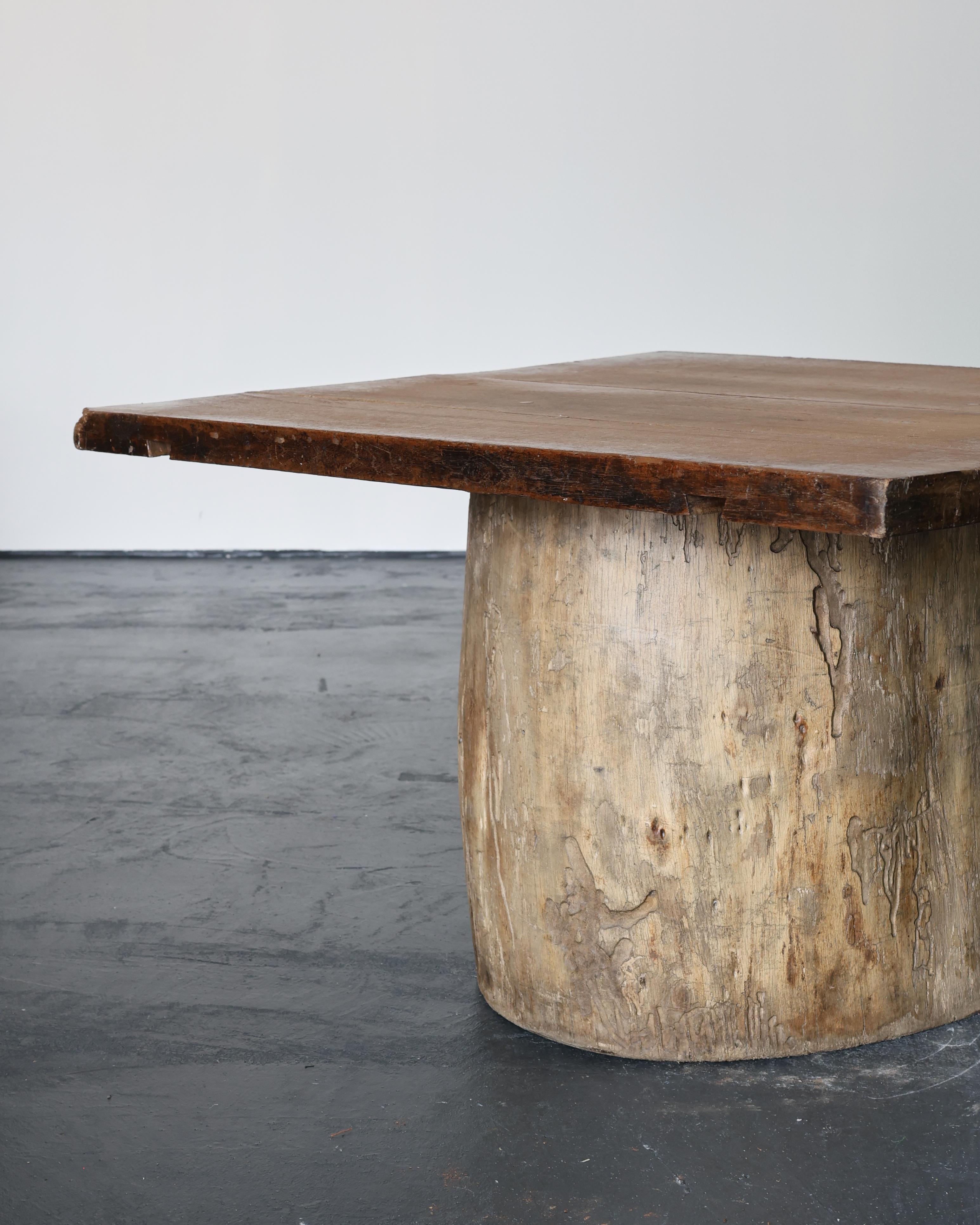 Late 19th Century Large Dug Out Japanese Cedar Coffee/Sofa Table Wabi-Sabi (6) For Sale