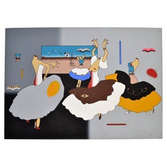 Large Duggie Fields Oil on Canvas Surrealist Painting, 'E=MC SQUARE' 1976