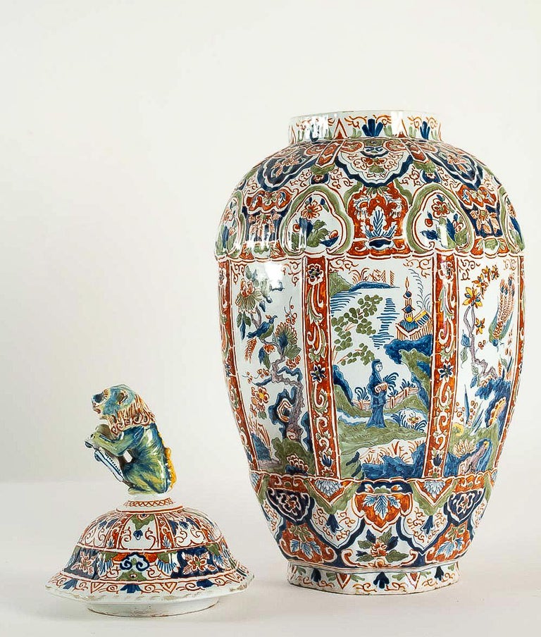 Large Dutch 18th Century, Polychrome Delft Faience Vase at 1stDibs
