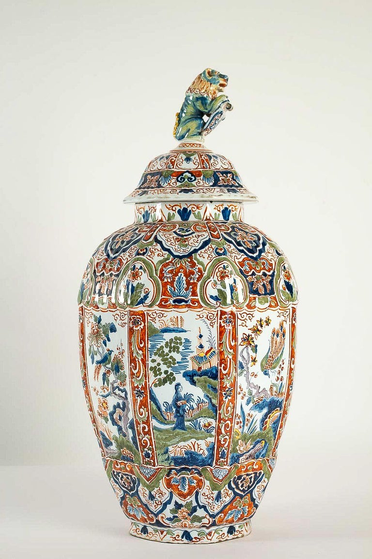 Large Dutch 18th Century, Polychrome Delft Faience Vase at 1stDibs