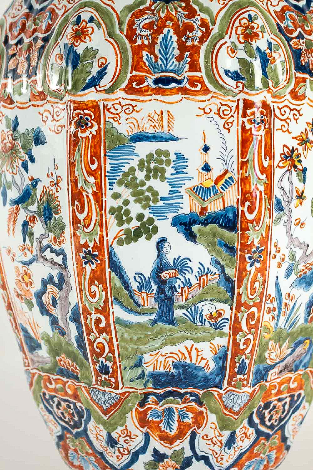 Large Dutch 18th Century, Polychrome Delft Faience Vase 2