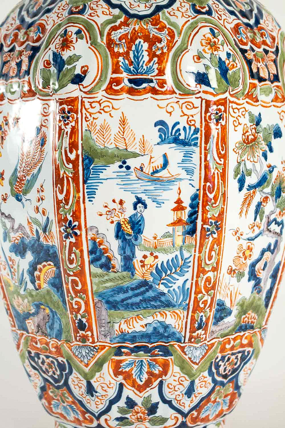 Large Dutch 18th Century, Polychrome Delft Faience Vase 4