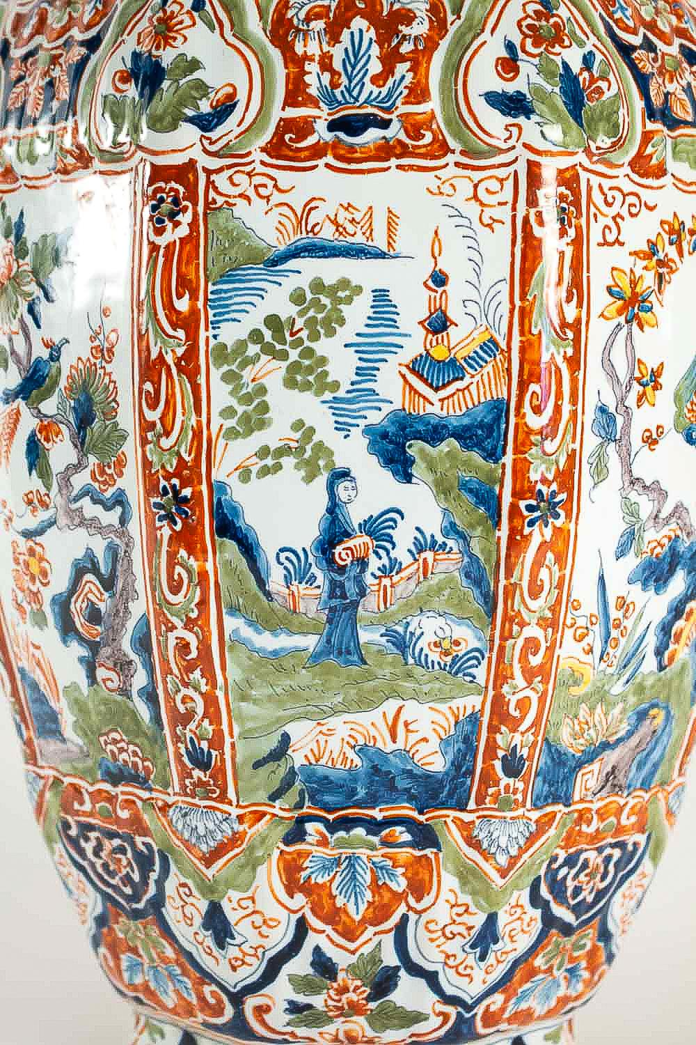 Large Dutch 18th Century, Polychrome Delft Faience Vase 5