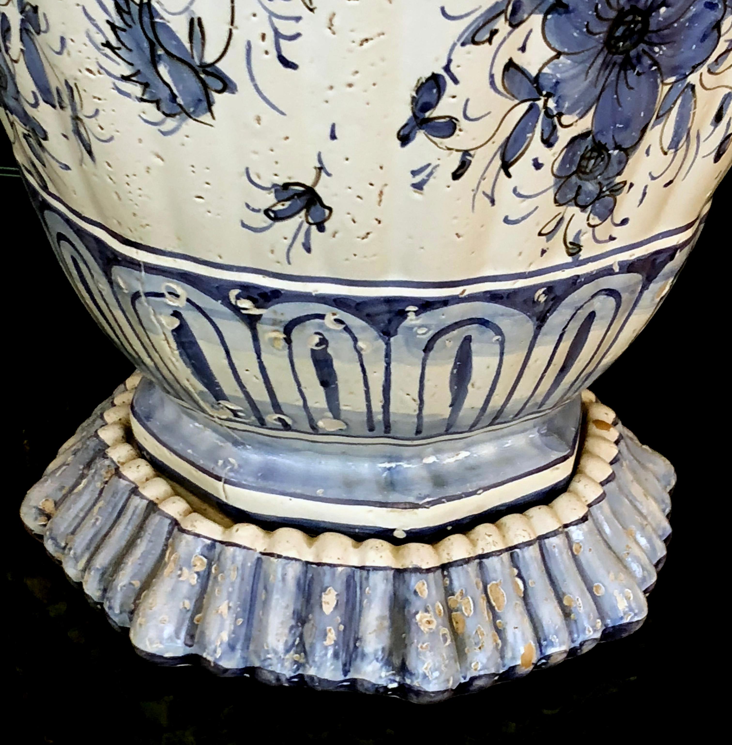 Large Dutch 19th Century Blue and White Tin-Glazed Delft Ginger Jar Now a Lamp 1