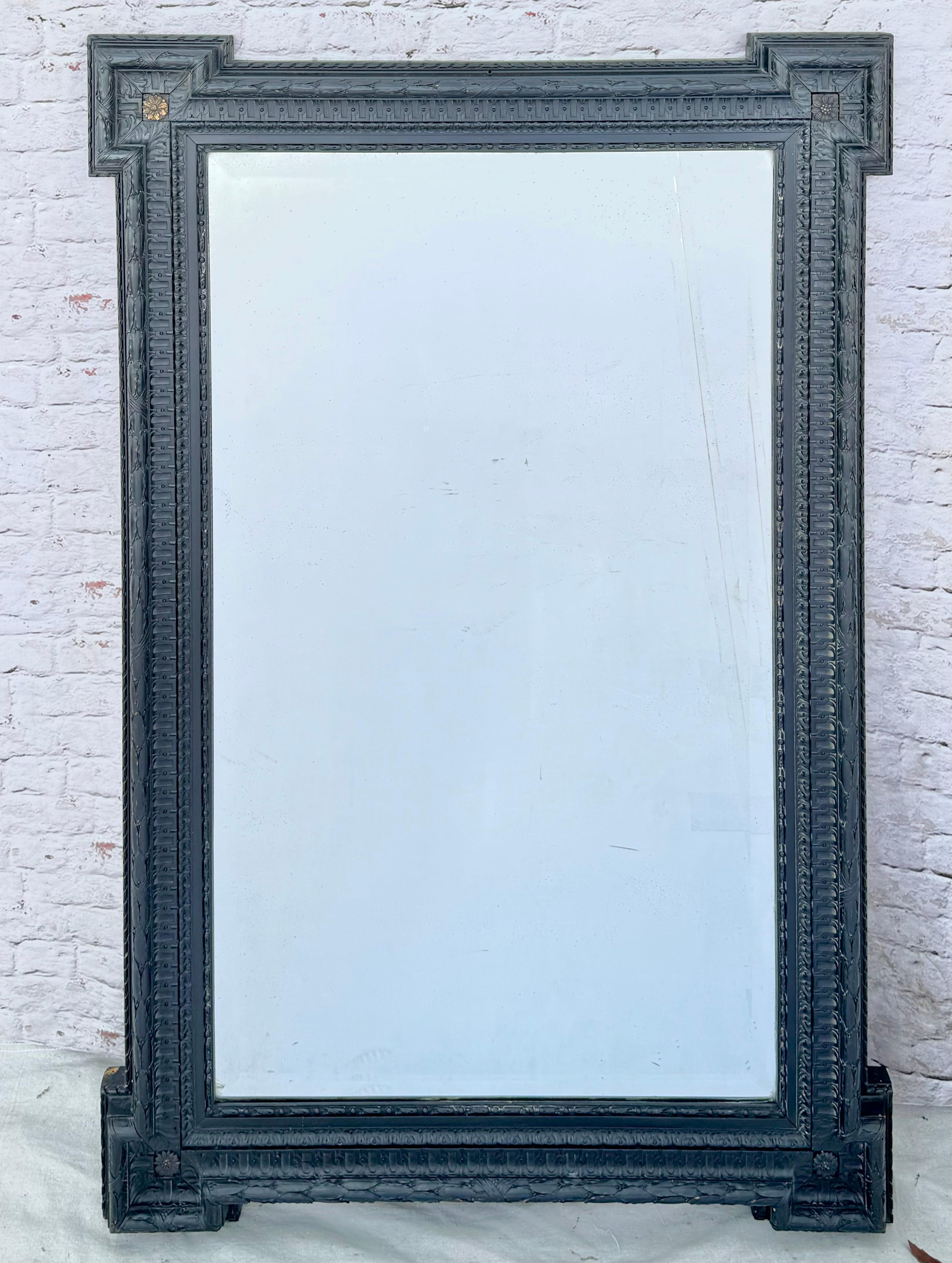 Large Dutch 19th Century Ebonized Wall Mirror 5