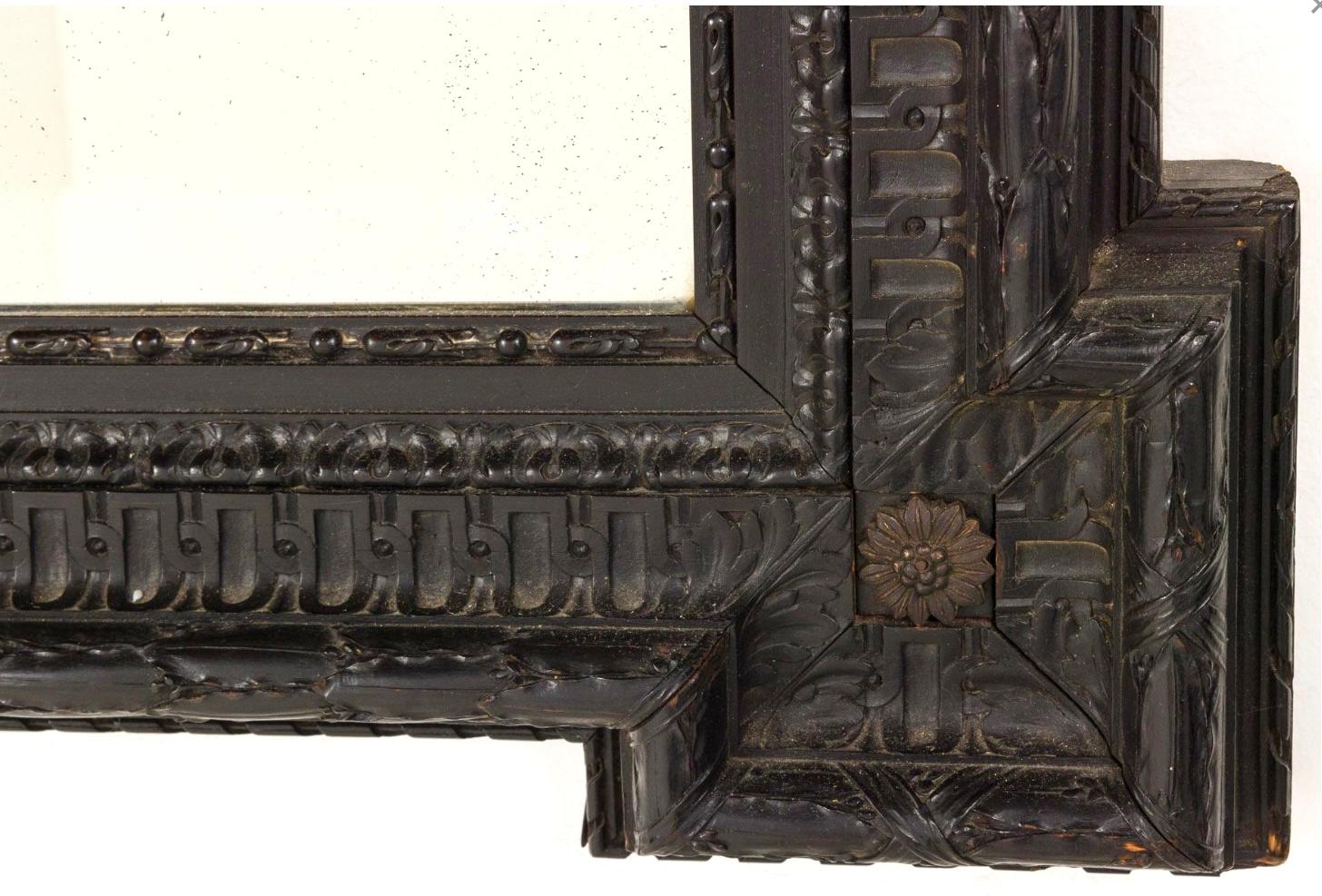 Dutch Colonial Large Dutch 19th Century Ebonized Wall Mirror