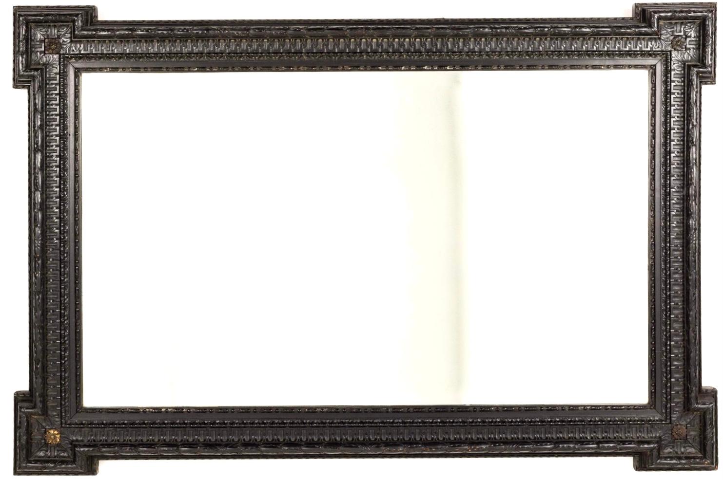 Large Dutch 19th Century Ebonized Wall Mirror In Good Condition In Bradenton, FL