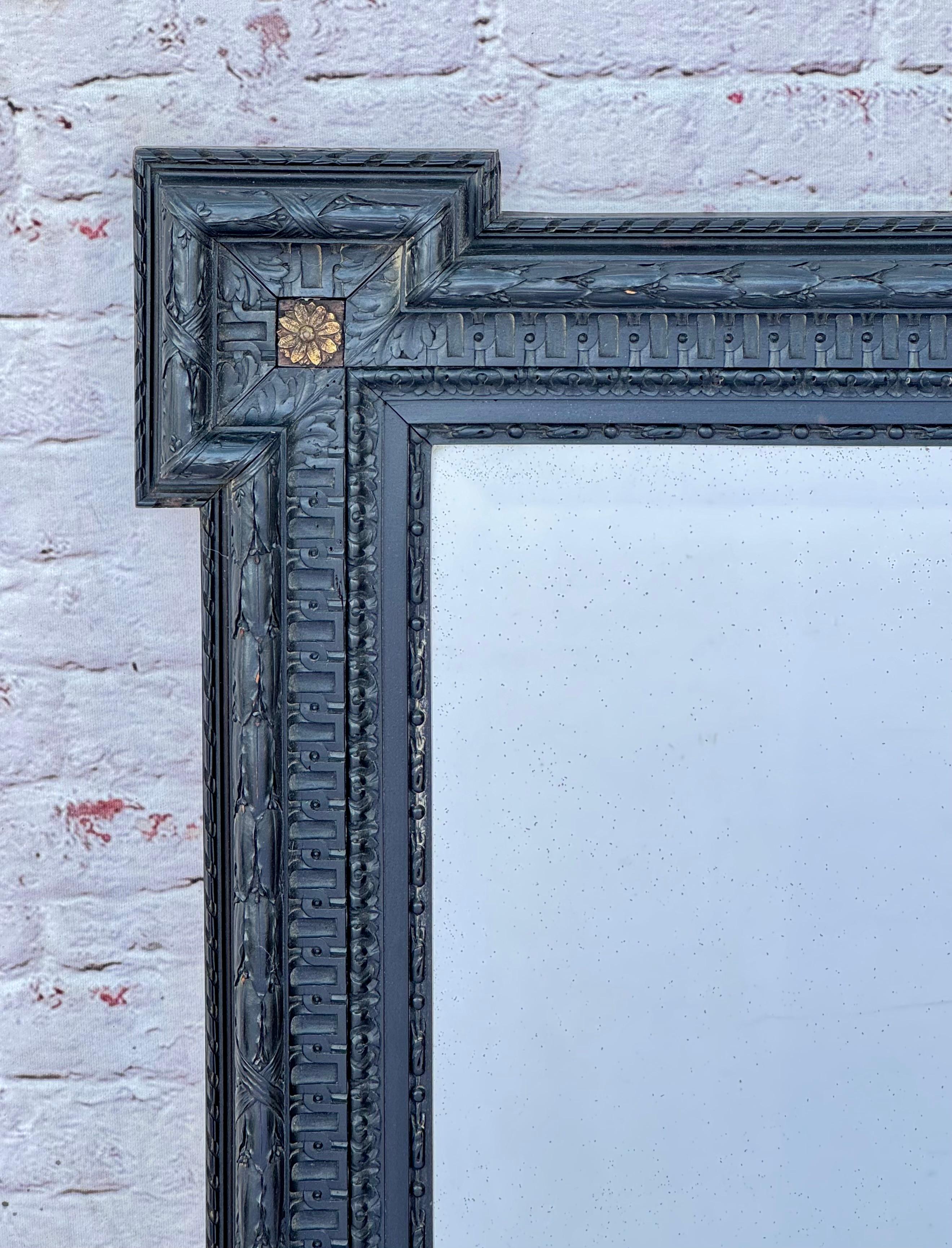Large Dutch 19th Century Ebonized Wall Mirror 1