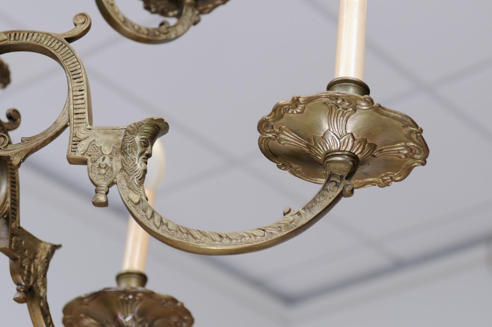 Large Dutch Brass Chandelier with 12 Lights, ca. 1890 9