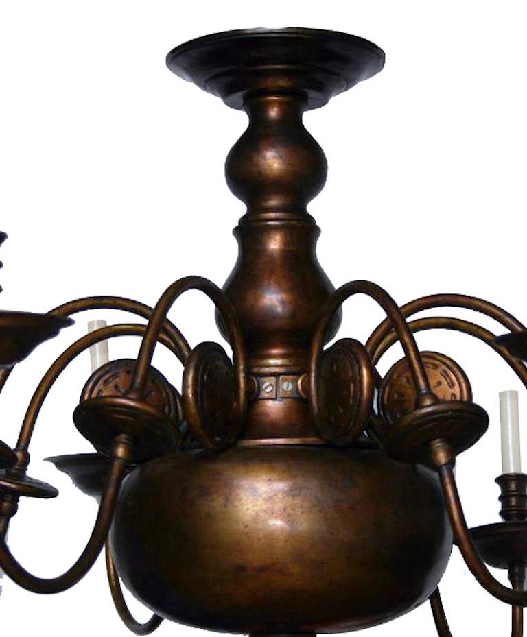 Large Dutch Bronze Chandelier In Good Condition For Sale In New York, NY