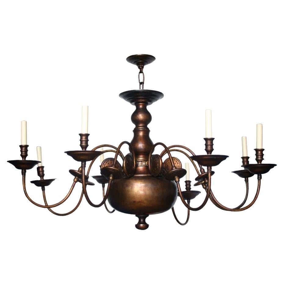 Grande lampadario olandese in bronzo in vendita