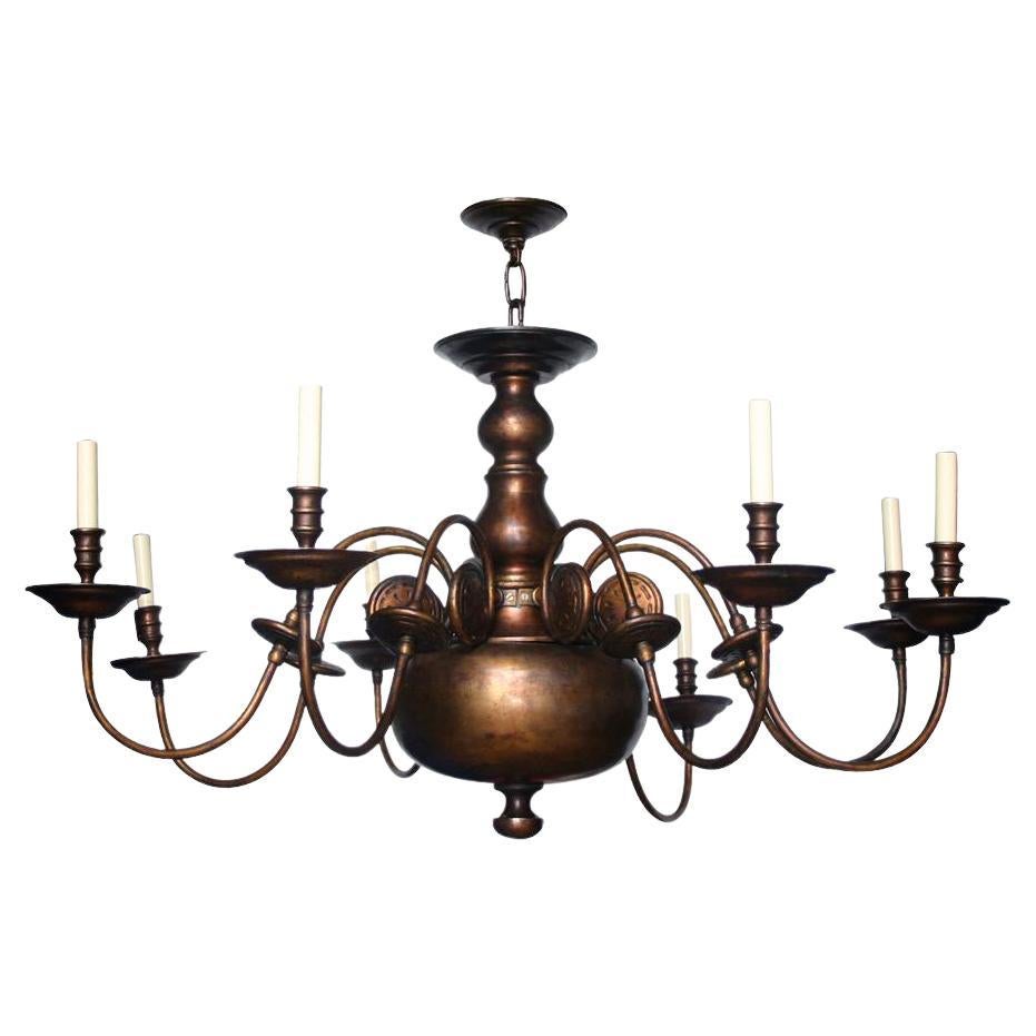 Large Dutch Bronze Chandelier