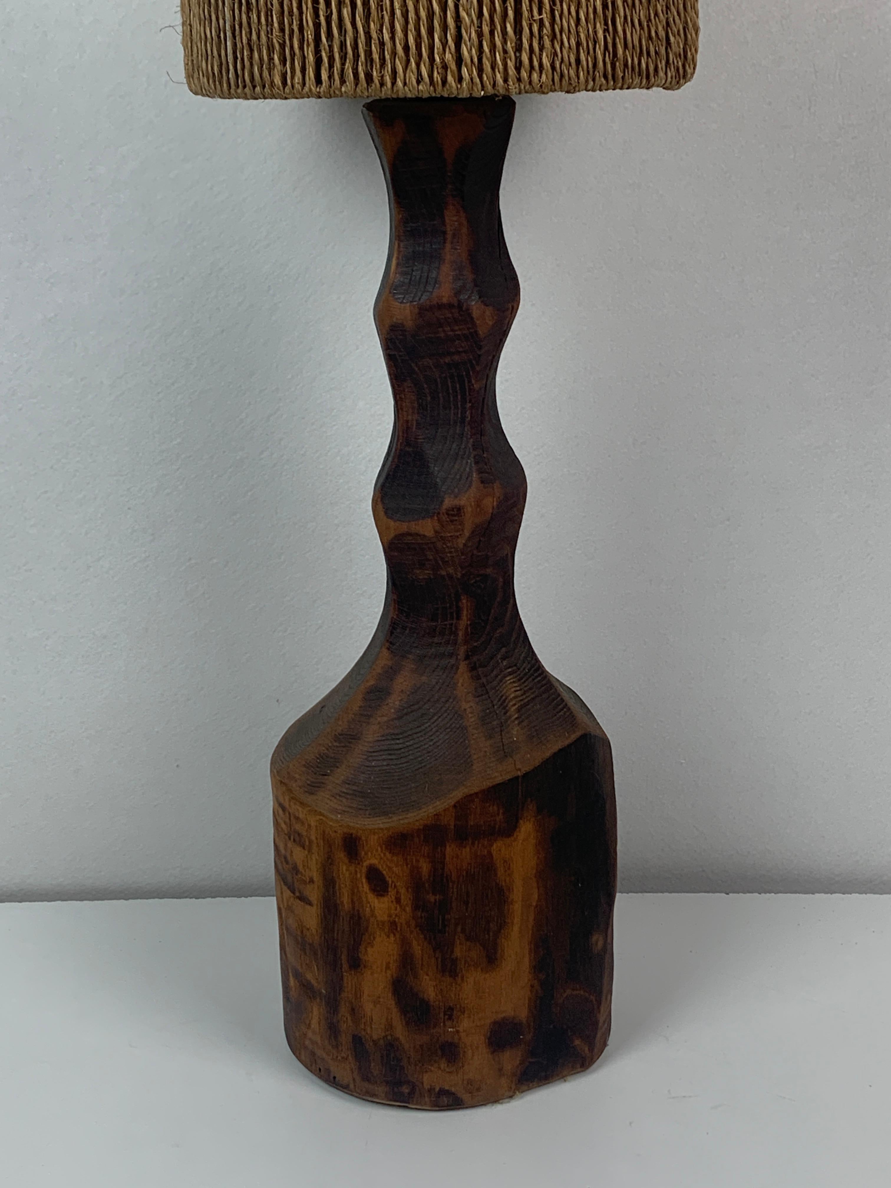 Mid-20th Century Large Dutch Brutalist Table Lamp with Sisal Shade, 1960s
