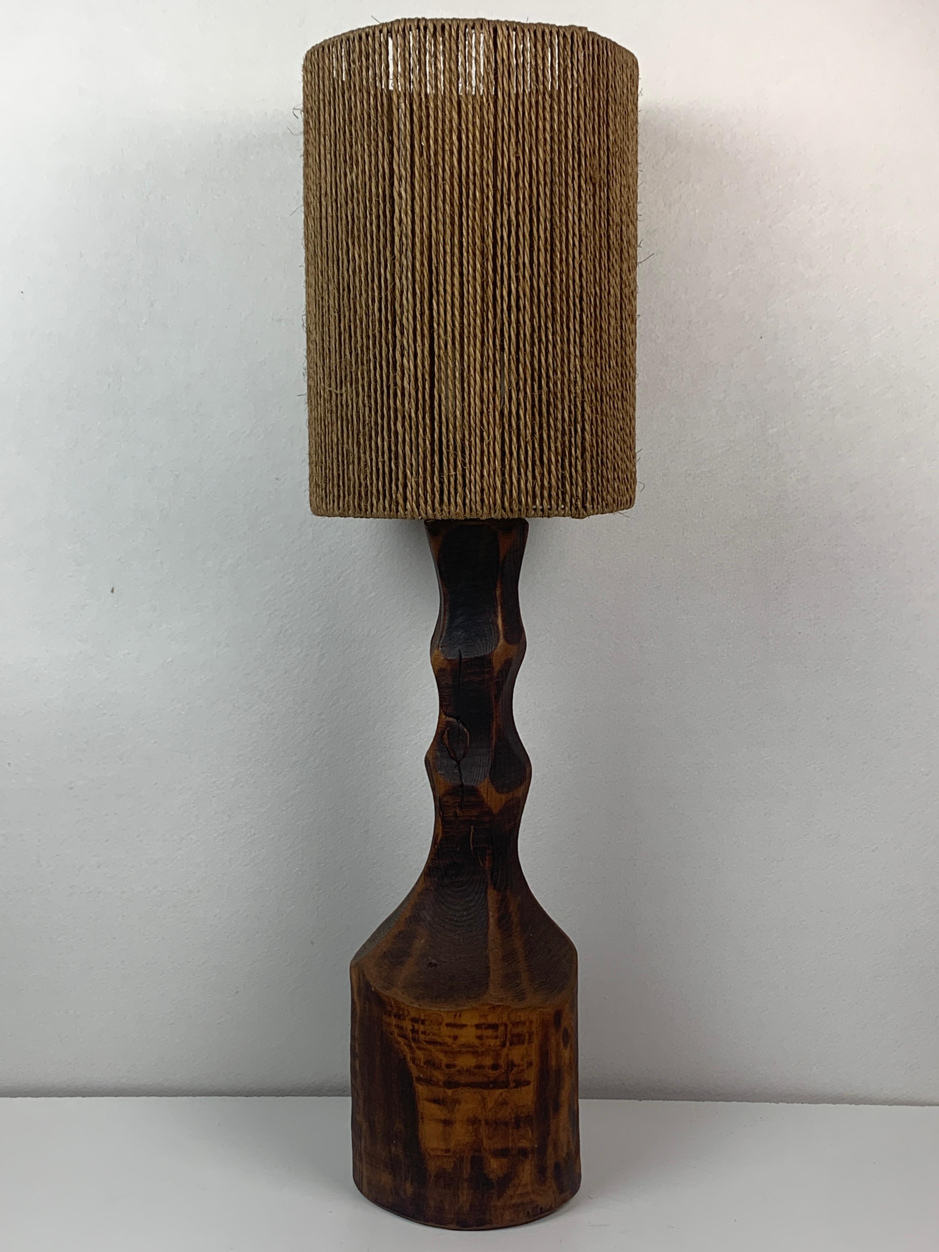 Large Dutch Brutalist Table Lamp with Sisal Shade, 1960s 1