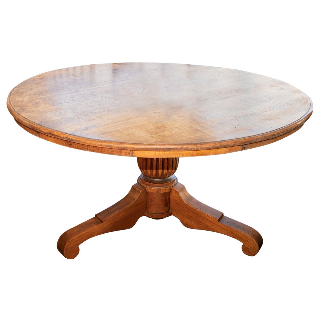 Large Dutch Colonial Teak Pedestal Dining Table, circa 1910