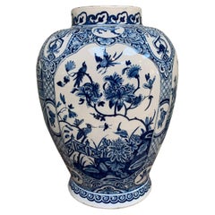 Large Dutch Delft Blue and White Chinoiserie Vase, Early 18th Century