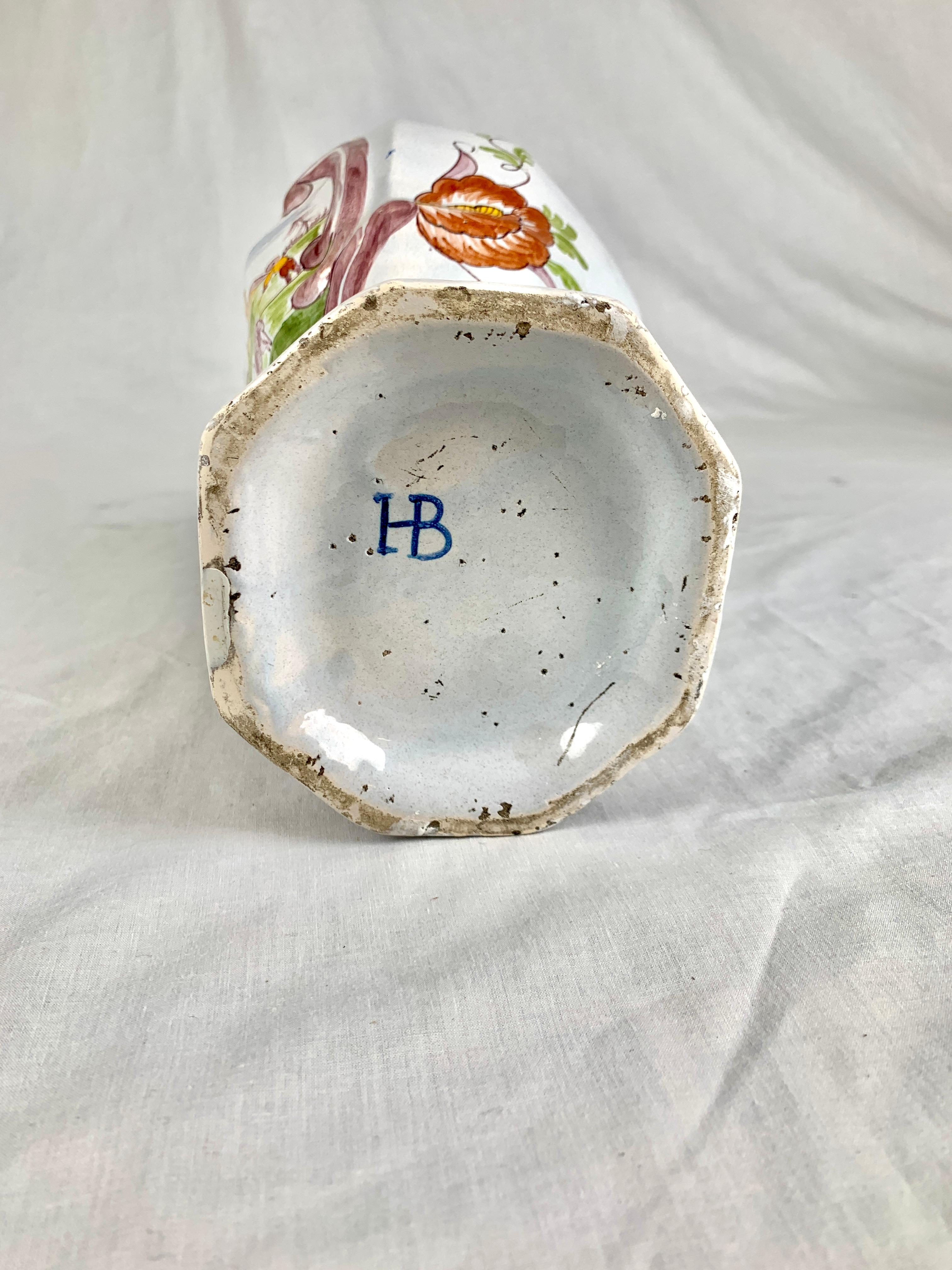 Large Dutch Delft Garniture Five Piece Polychrome Made Circa 1870 Netherlands For Sale 3