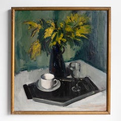Large Dutch Expressionist Still Life, Vintage Original Oil Painting, C. 1940s