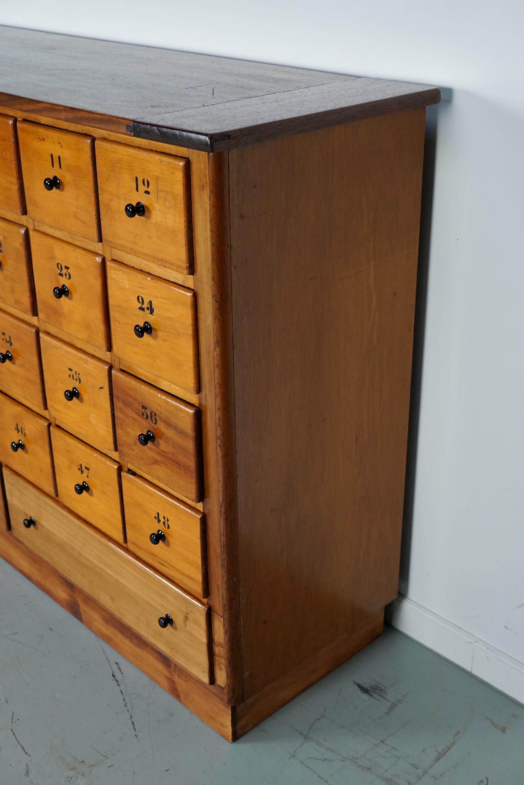 Large Dutch Industrial Beech Apothecary / School Cabinet, Mid-20th Century For Sale 10