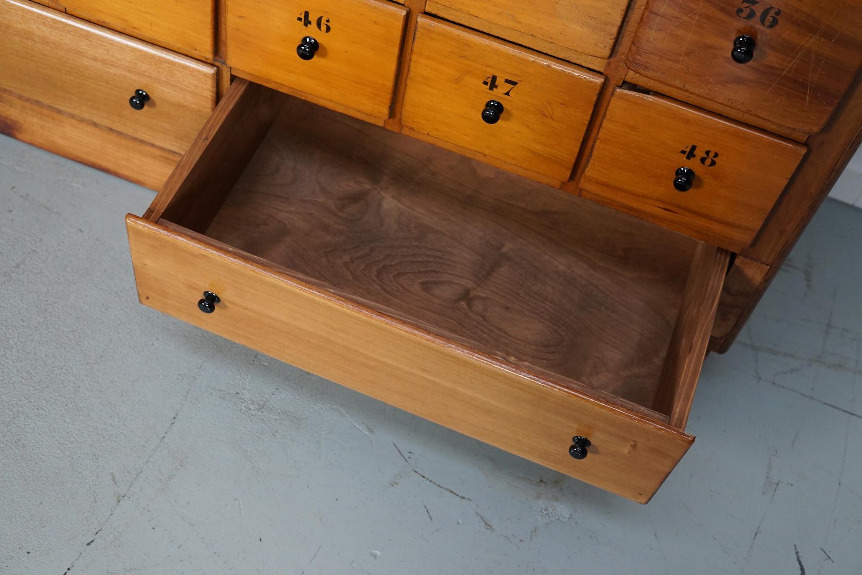 Large Dutch Industrial Beech Apothecary / School Cabinet, Mid-20th Century For Sale 13