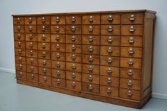 Large Dutch Industrial Beech Apothecary / School Cabinet, Mid-20th Century