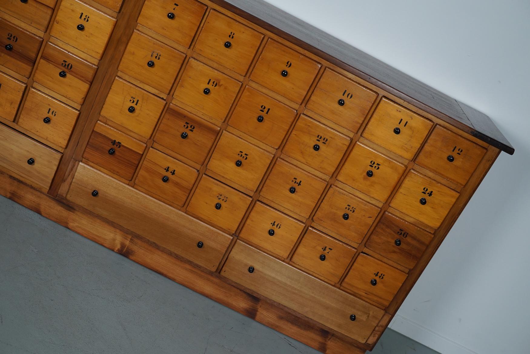 Large Dutch Industrial Beech Apothecary / School Cabinet, Mid-20th Century In Good Condition For Sale In Nijmegen, NL