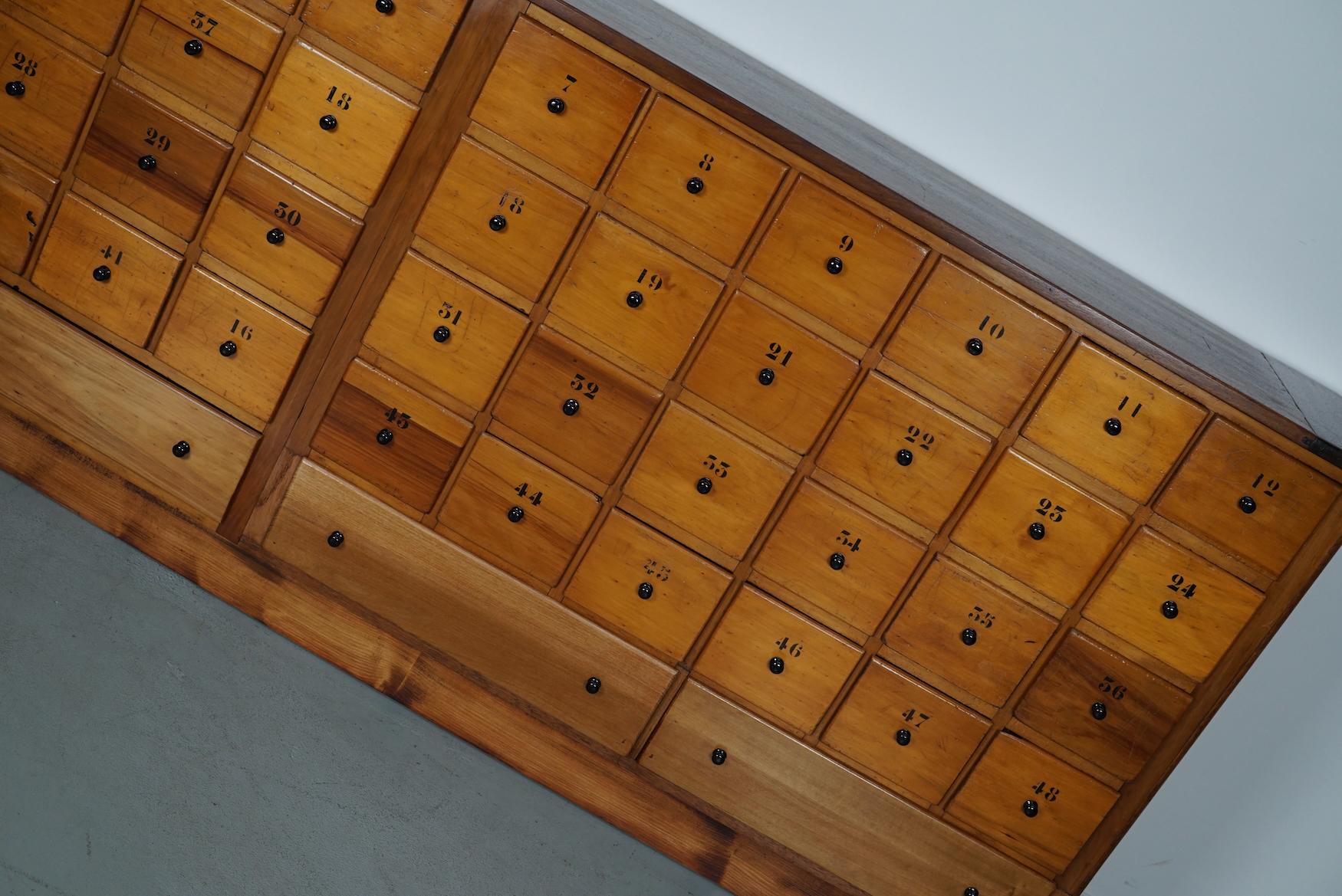 Large Dutch Industrial Beech Apothecary / School Cabinet, Mid-20th Century For Sale 1