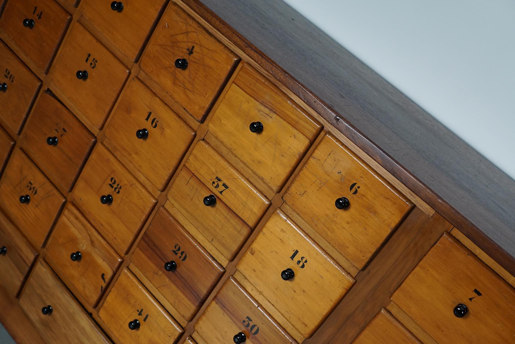 Large Dutch Industrial Beech Apothecary / School Cabinet, Mid-20th Century For Sale 5