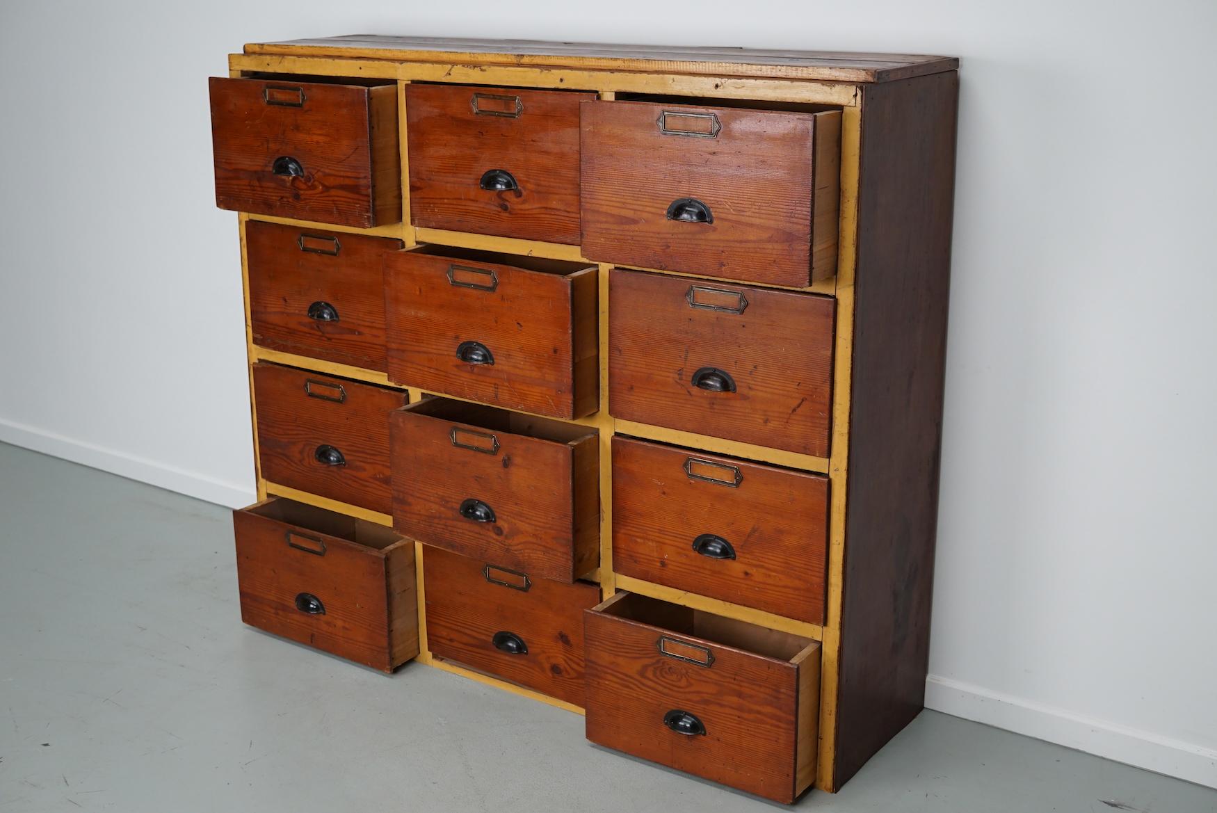 Large Dutch Industrial Pine Apothecary / Workshop Cabinet, circa 1930s For Sale 9