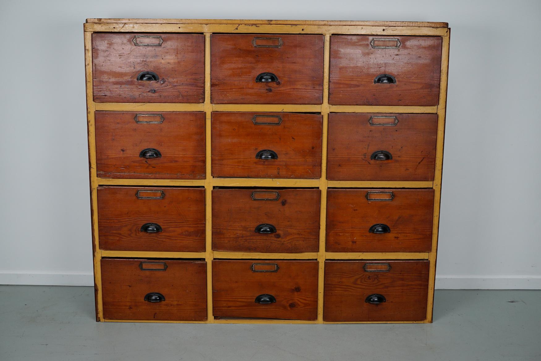 Large Dutch Industrial Pine Apothecary / Workshop Cabinet, circa 1930s For Sale 1