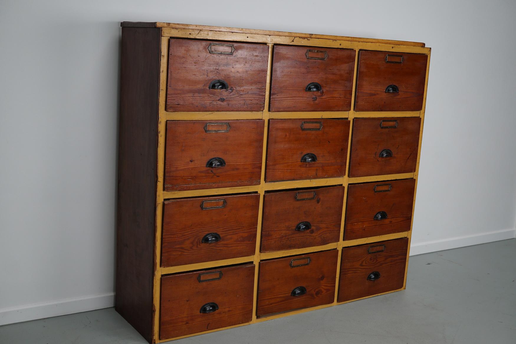 Large Dutch Industrial Pine Apothecary / Workshop Cabinet, circa 1930s For Sale 3