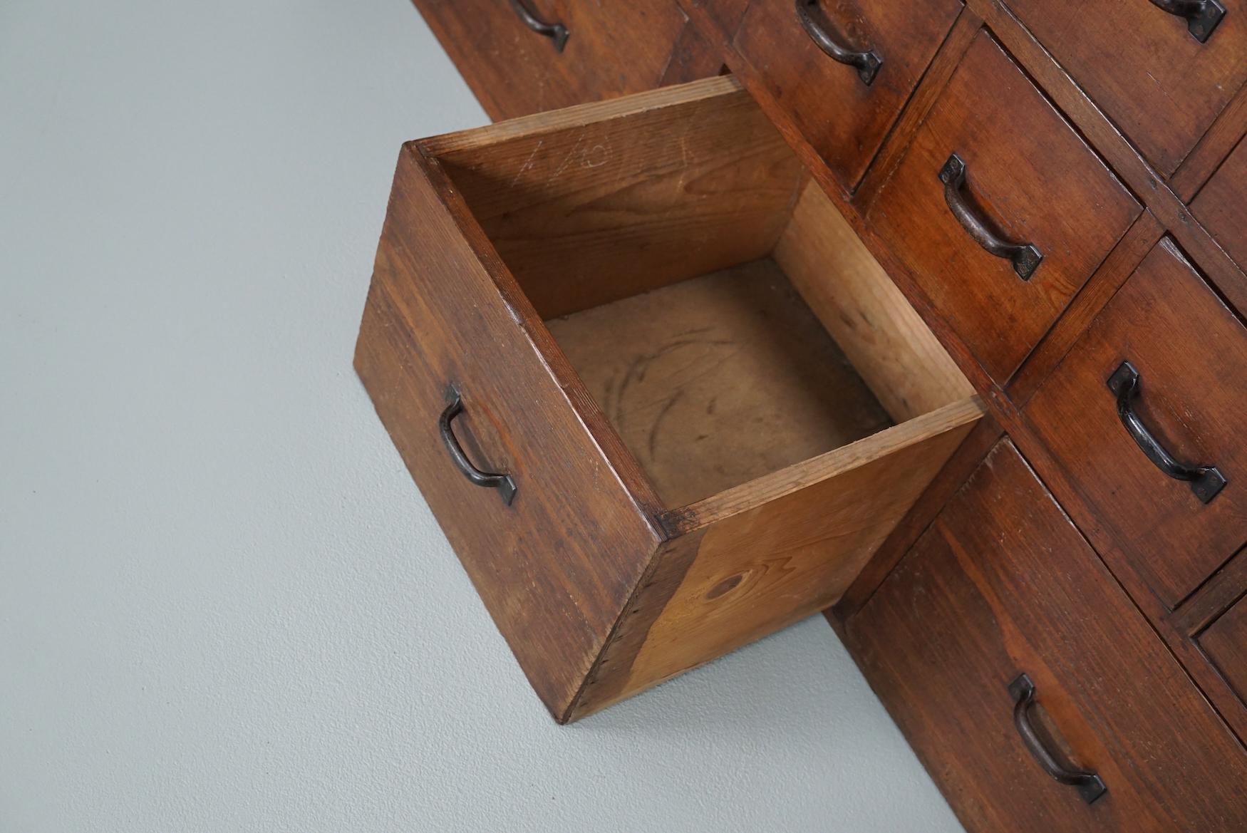 Large Dutch Industrial Pine Apothecary / Workshop Cabinet, circa 1950s 13
