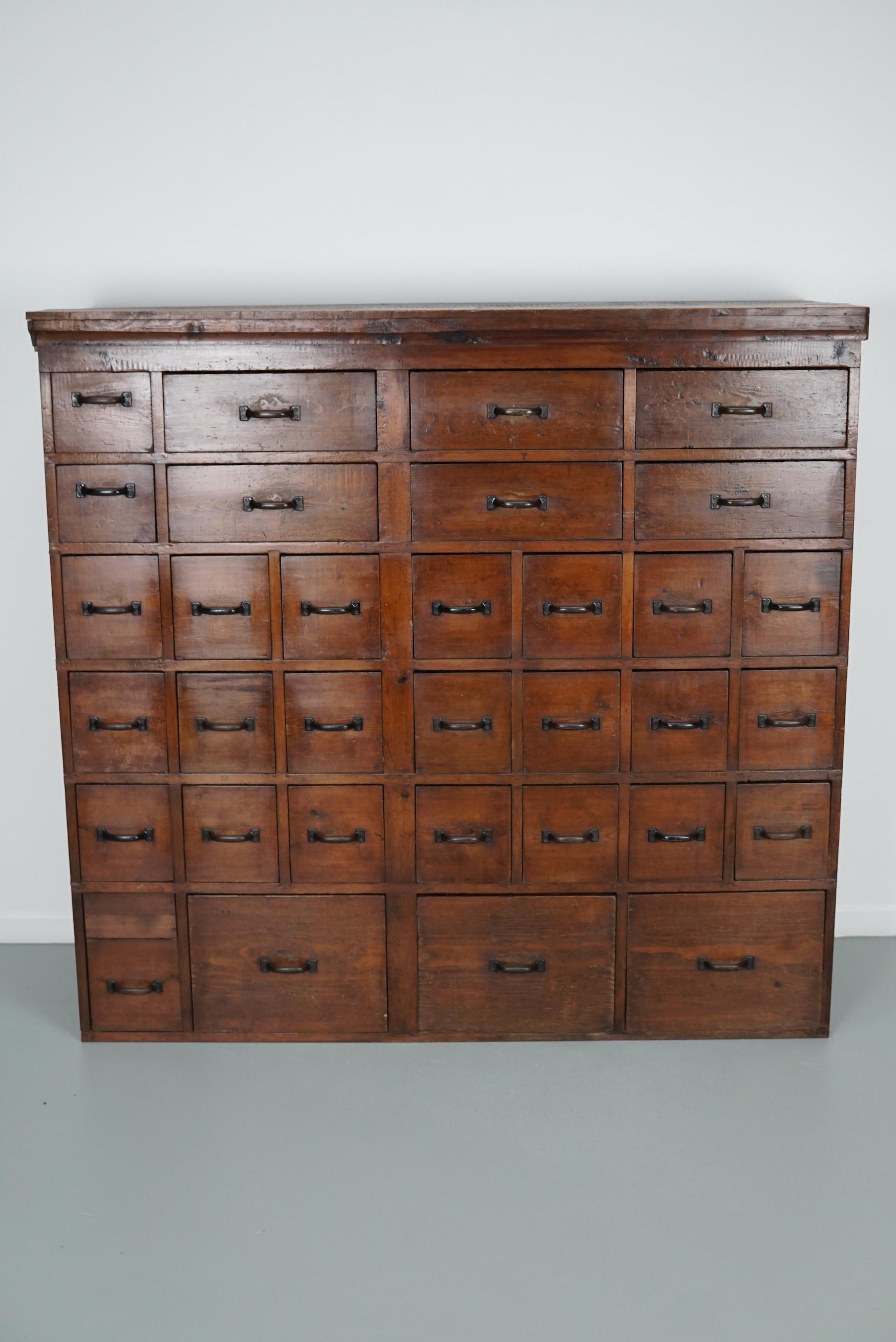 Mid-20th Century Large Dutch Industrial Pine Apothecary / Workshop Cabinet, circa 1950s For Sale