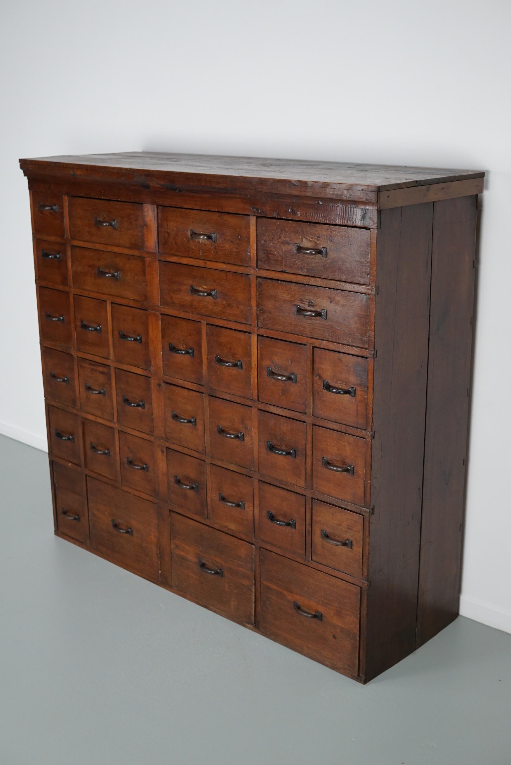 Large Dutch Industrial Pine Apothecary / Workshop Cabinet, circa 1950s 3