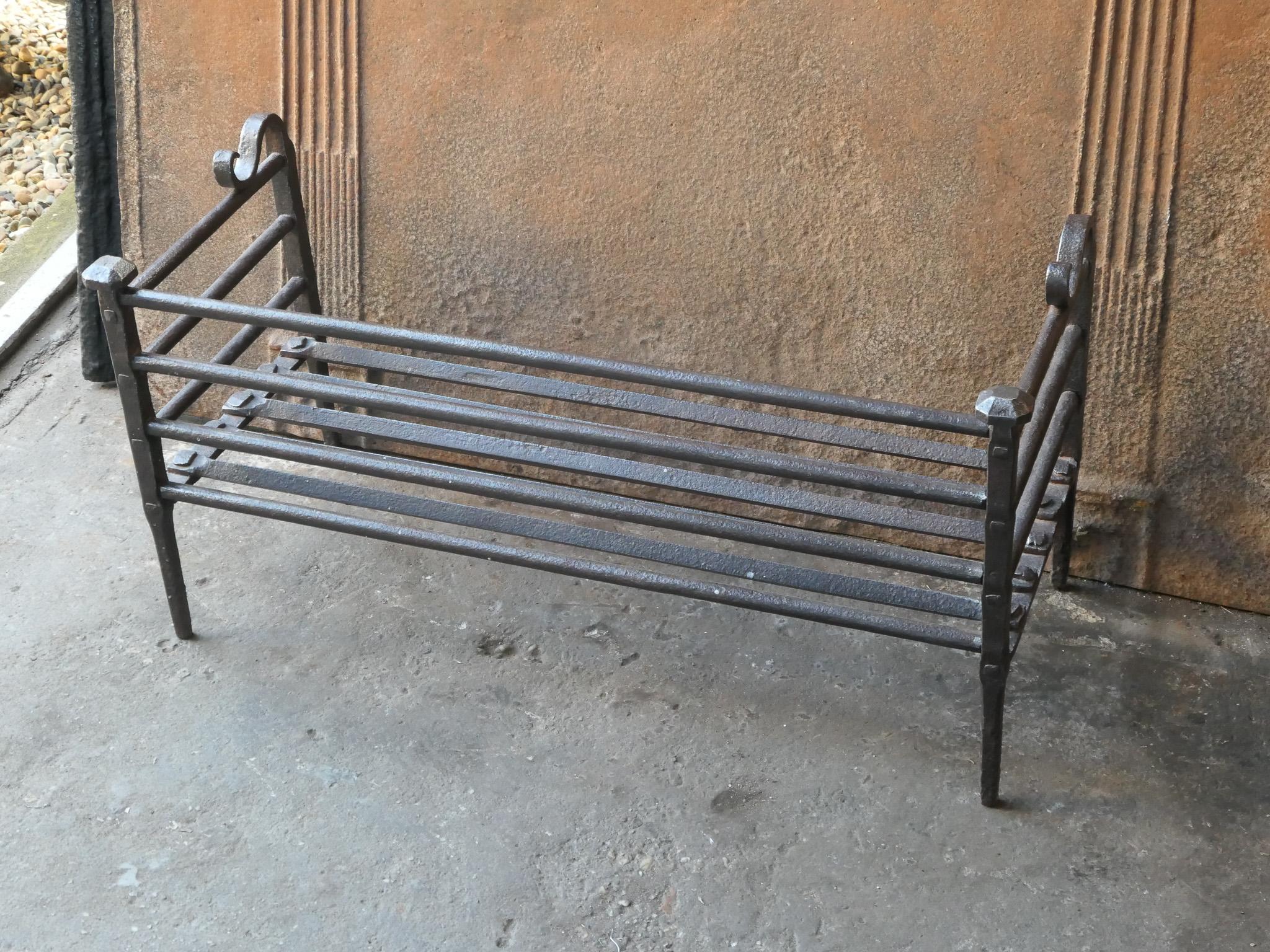 Wrought Iron Large Dutch Louis XIV Period Fireplace Grate or Fire Basket, 17th Century For Sale