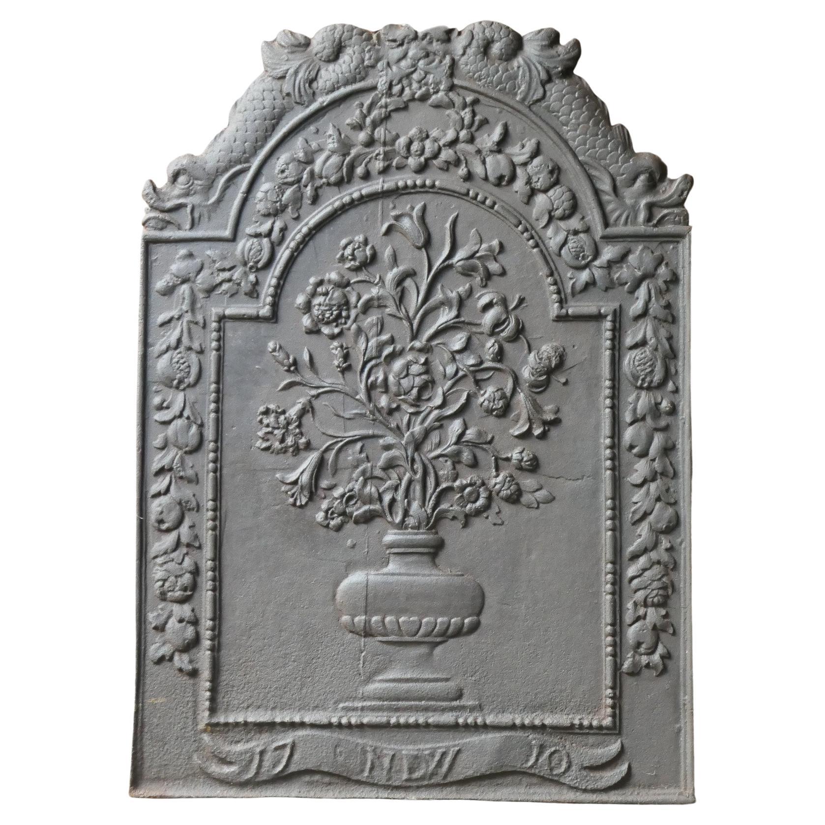 Grande plaque de cheminée / crédence arrière Louis XV hollandaise, 18ème siècle