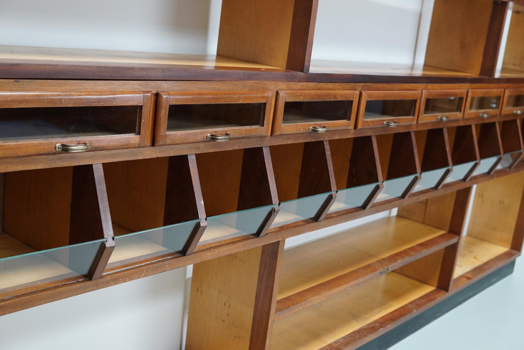 Large Dutch Mahogany and Beech Grocery Store / Haberdashery Shop Cabinet, 1950s For Sale 8