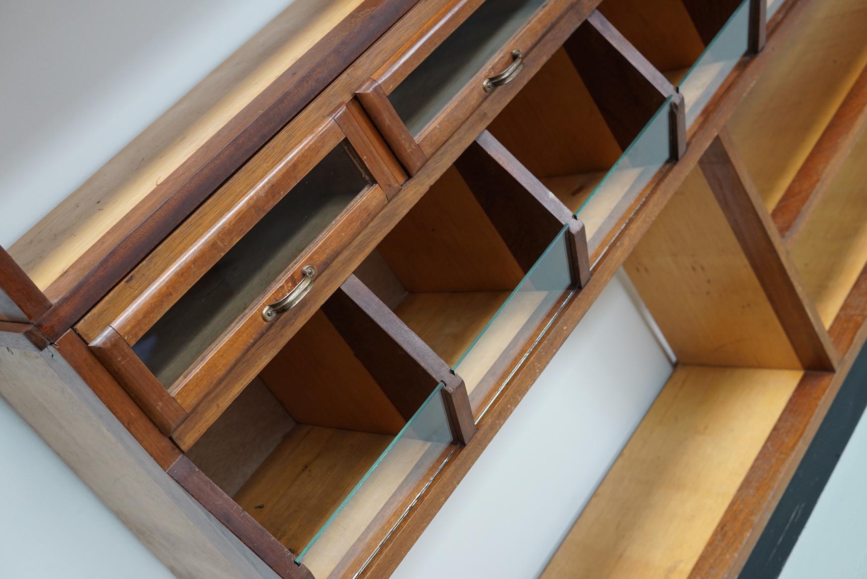 Large Dutch Mahogany and Beech Grocery Store / Haberdashery Shop Cabinet, 1950s For Sale 9