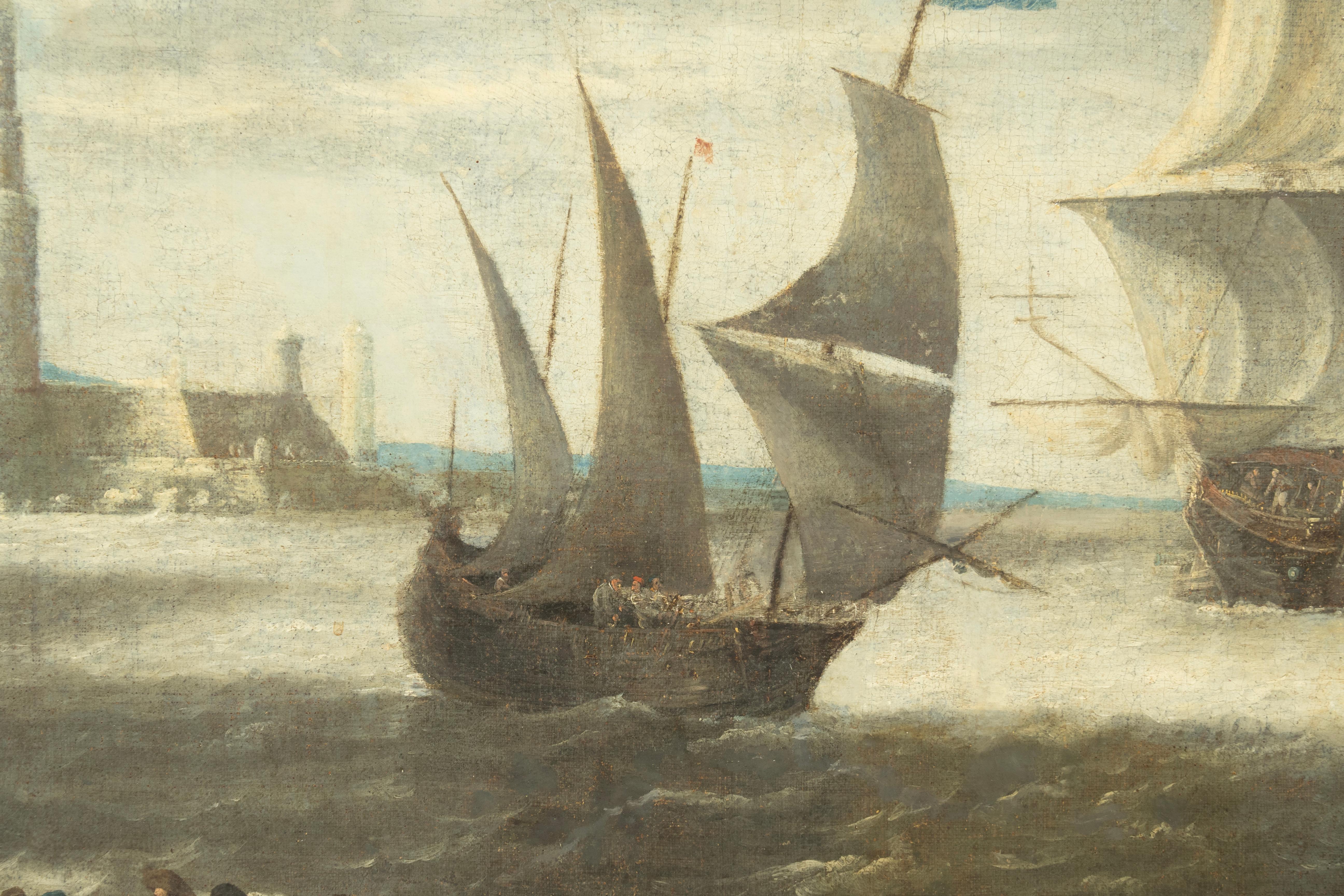 Gran cuadro marino holandés al óleo sobre lienzo Lienzo