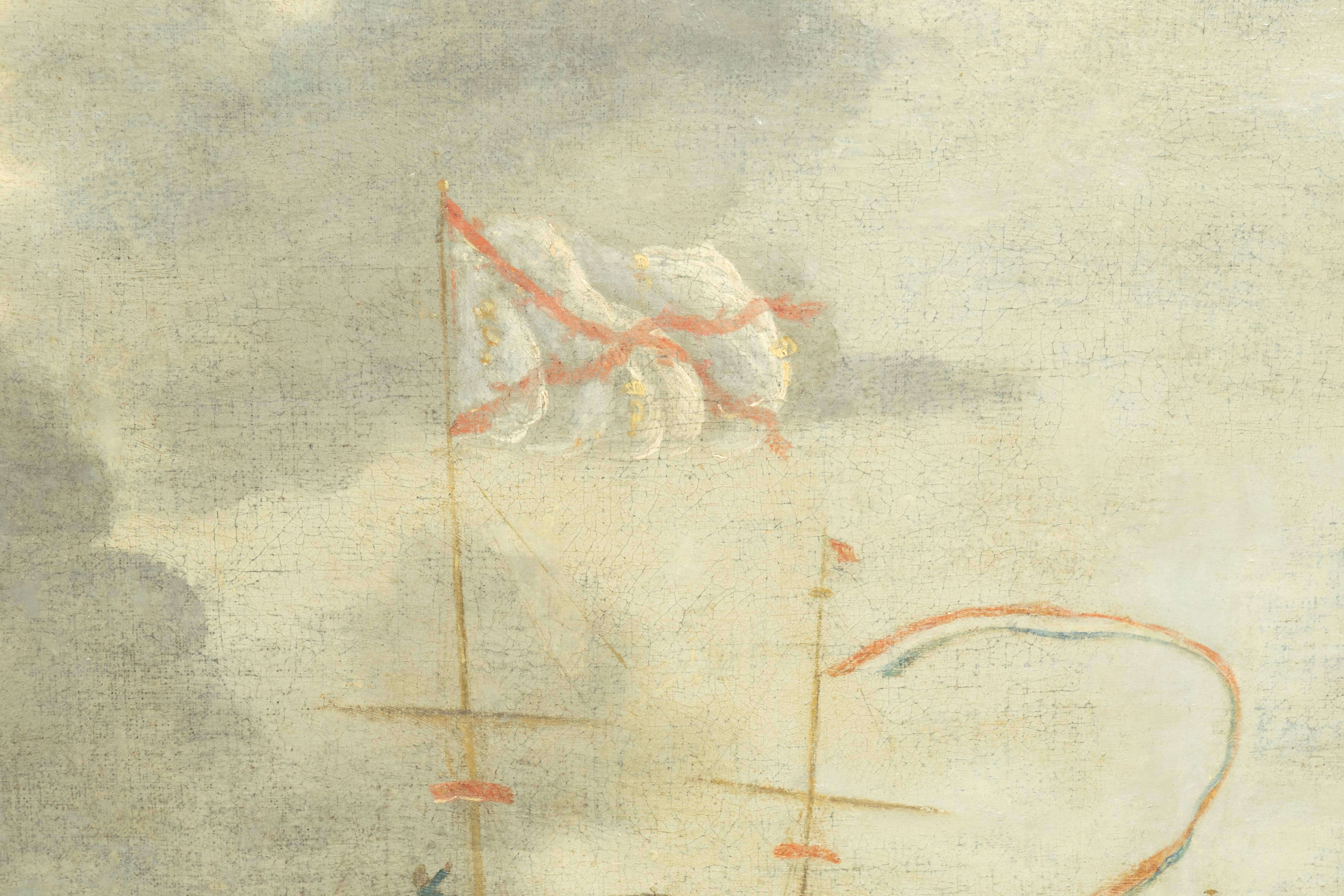 Gran cuadro marino holandés al óleo sobre lienzo 1