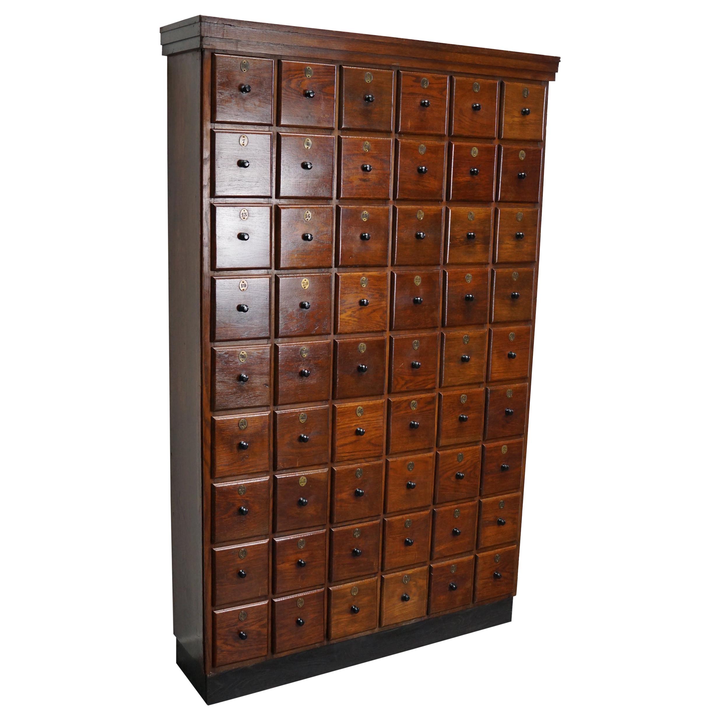 Large Dutch Oak Apothecary Cabinet / Barber Cabinet, 1920s For Sale