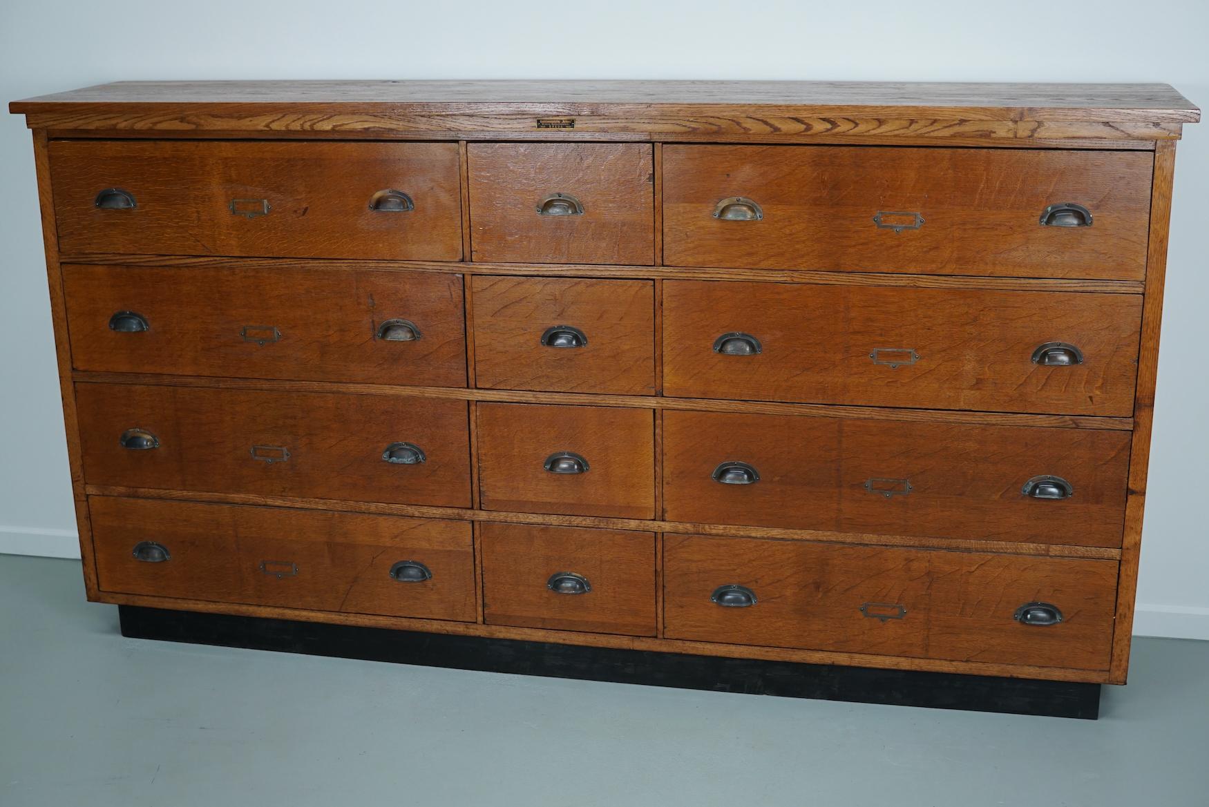 Large Dutch Oak Apothecary Cabinet / Shop Cabinet / Sideboard, 1930s For Sale 13