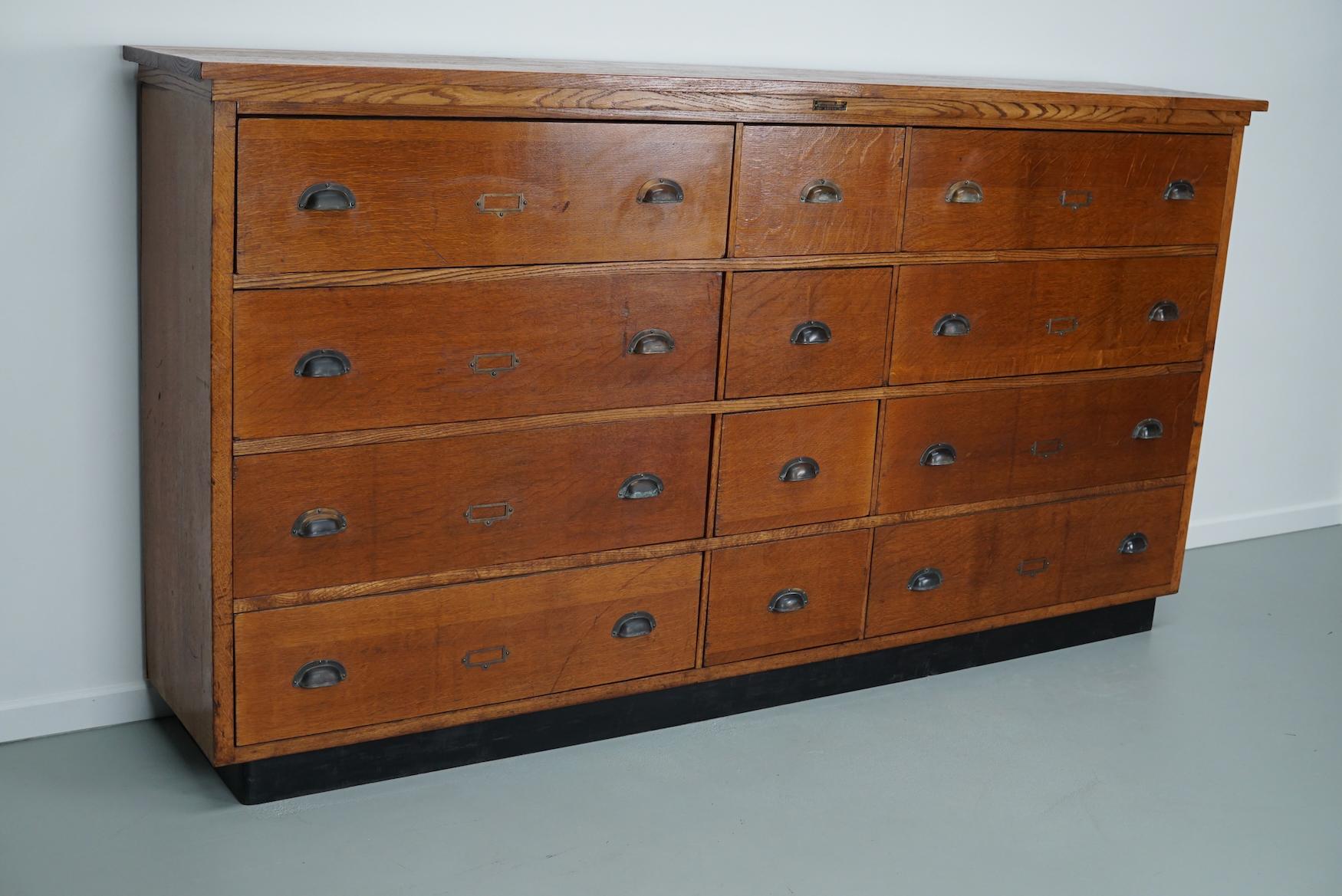 Large Dutch Oak Apothecary Cabinet / Shop Cabinet / Sideboard, 1930s In Good Condition For Sale In Nijmegen, NL