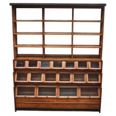 Large Dutch Oak Grocery Store / Haberdashery Shop Cabinet, 1920/30s