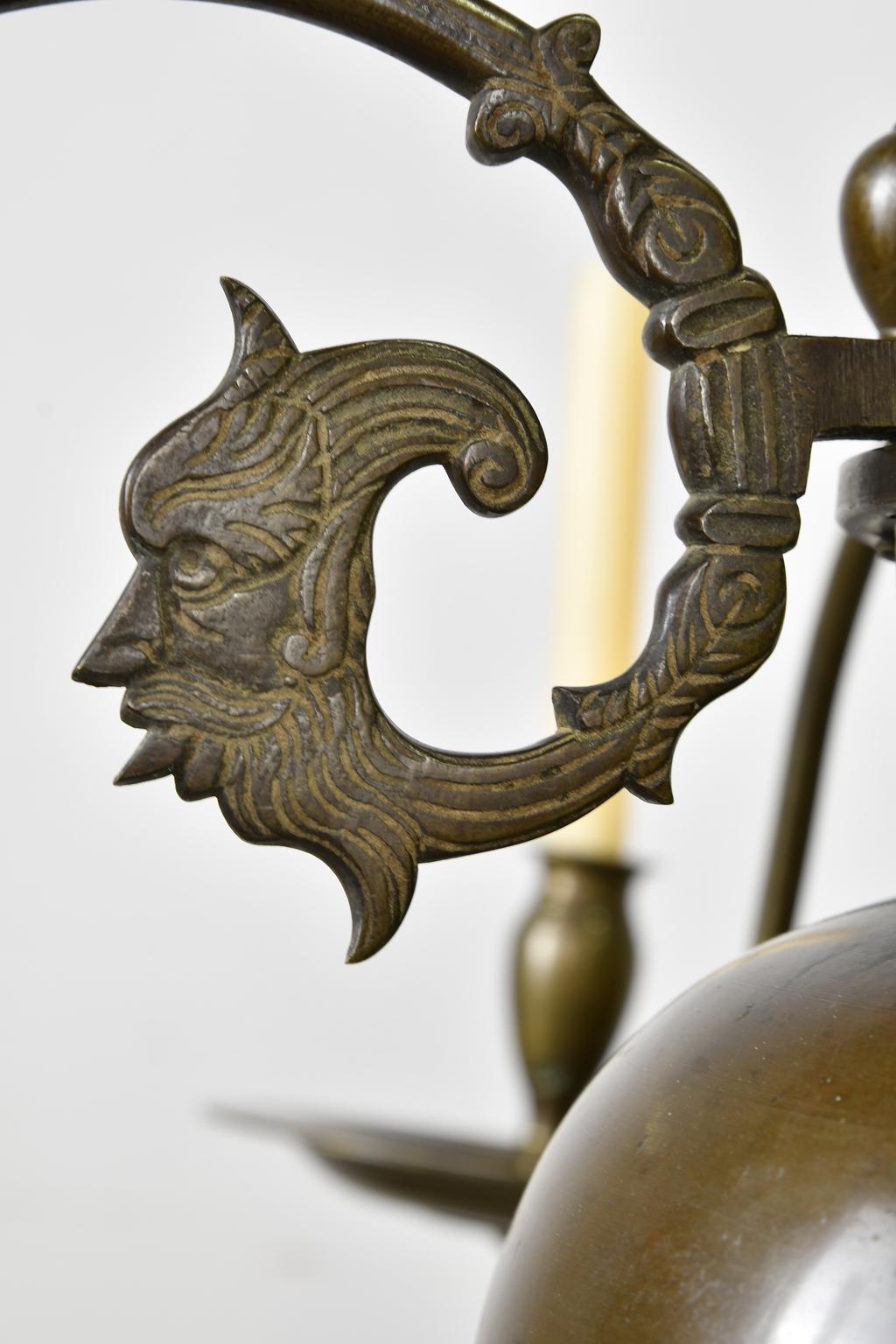 18th Century Dutch Bronze Chandelier w/ Double-Headed Eagle, Dolphins & Mermen 2