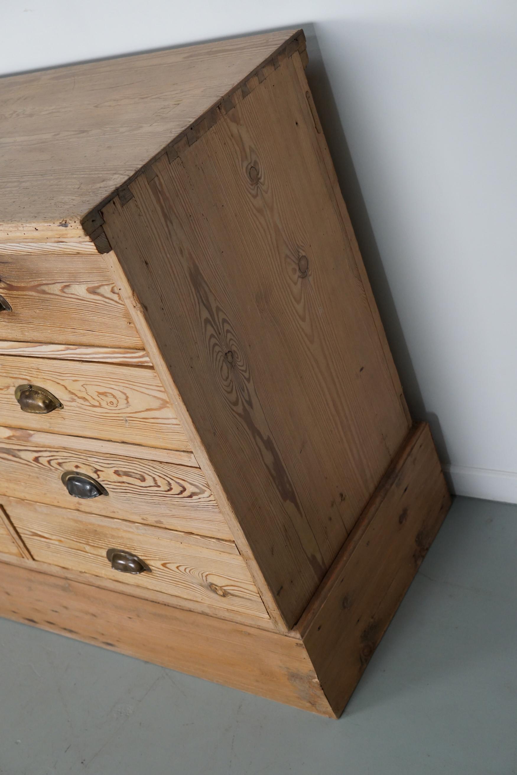 Large Dutch Pine Apothecary Cabinet / Bank of Drawers or Shop Counter, ca 1930 9