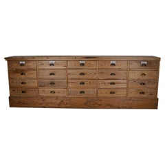Large Dutch Pine Apothecary Cabinet / Bank of Drawers or Shop Counter, ca 1930