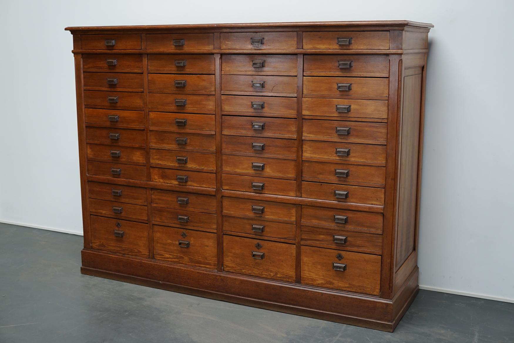 Large Dutch Pitch Pine Bank of Drawers, Early 20th Century 1