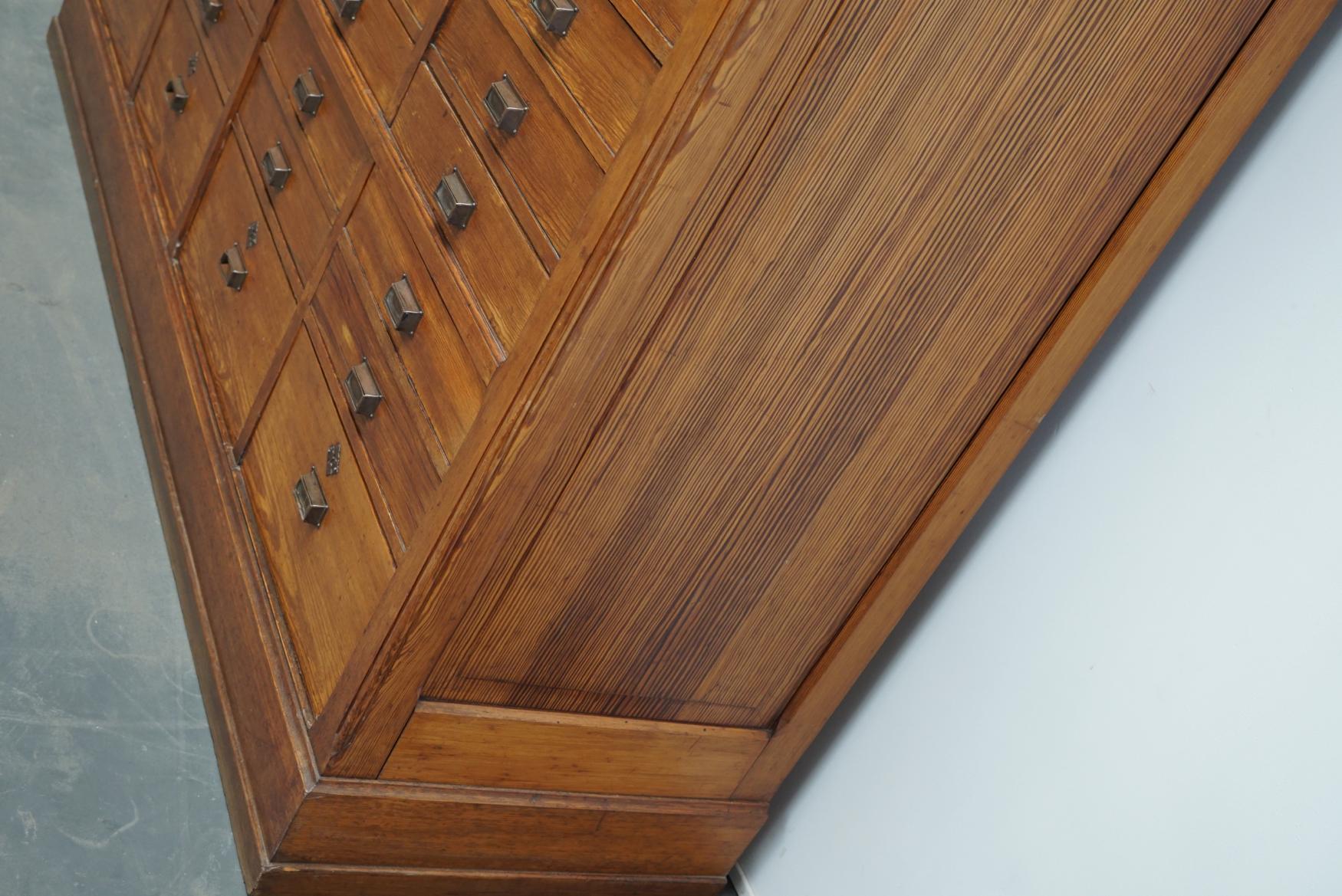 Large Dutch Pitch Pine Bank of Drawers, Early 20th Century 3